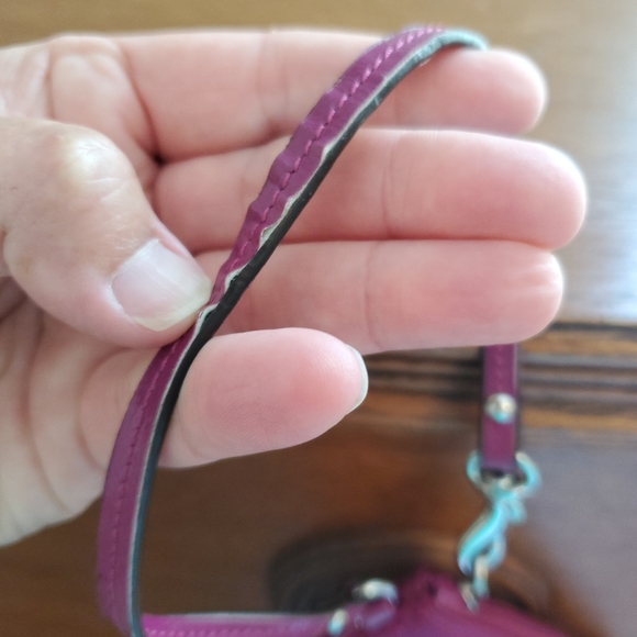 Coach Raspberry Pink Sequin Logo Satin Wristlet - Picture 4 of 9